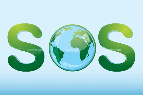 Abstract SOS Sign with Globe Icon